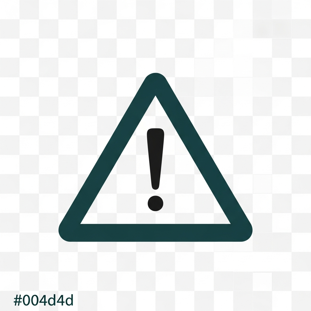 AI_IMAGE: A simple flat-design warning triangle icon in dark teal color on transparent background, minimalist style | flat-design | square