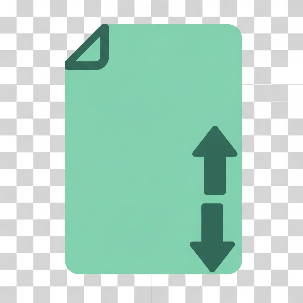 AI_IMAGE: A simple flat-design document with arrows icon in teal green color on transparent background, minimalist corporate style representing transactions | flat-design | square